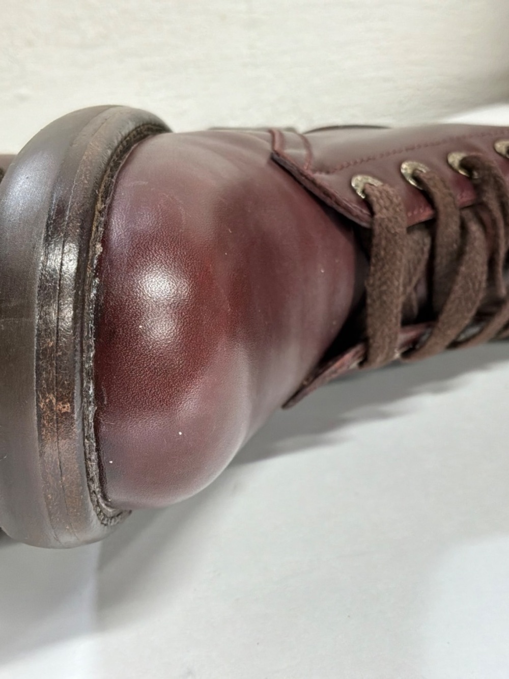 Vintage 90's CHANEL CC Logo COMBAT Biker Moto Brown Lace Up Leather Boots  37.5 - Picture 13 of 16